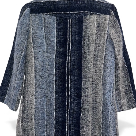Anna Sui Blue Gray Wool Stripe Shift Dress Small Mod Vintage Archival Colorblock - Picture 9 of 12